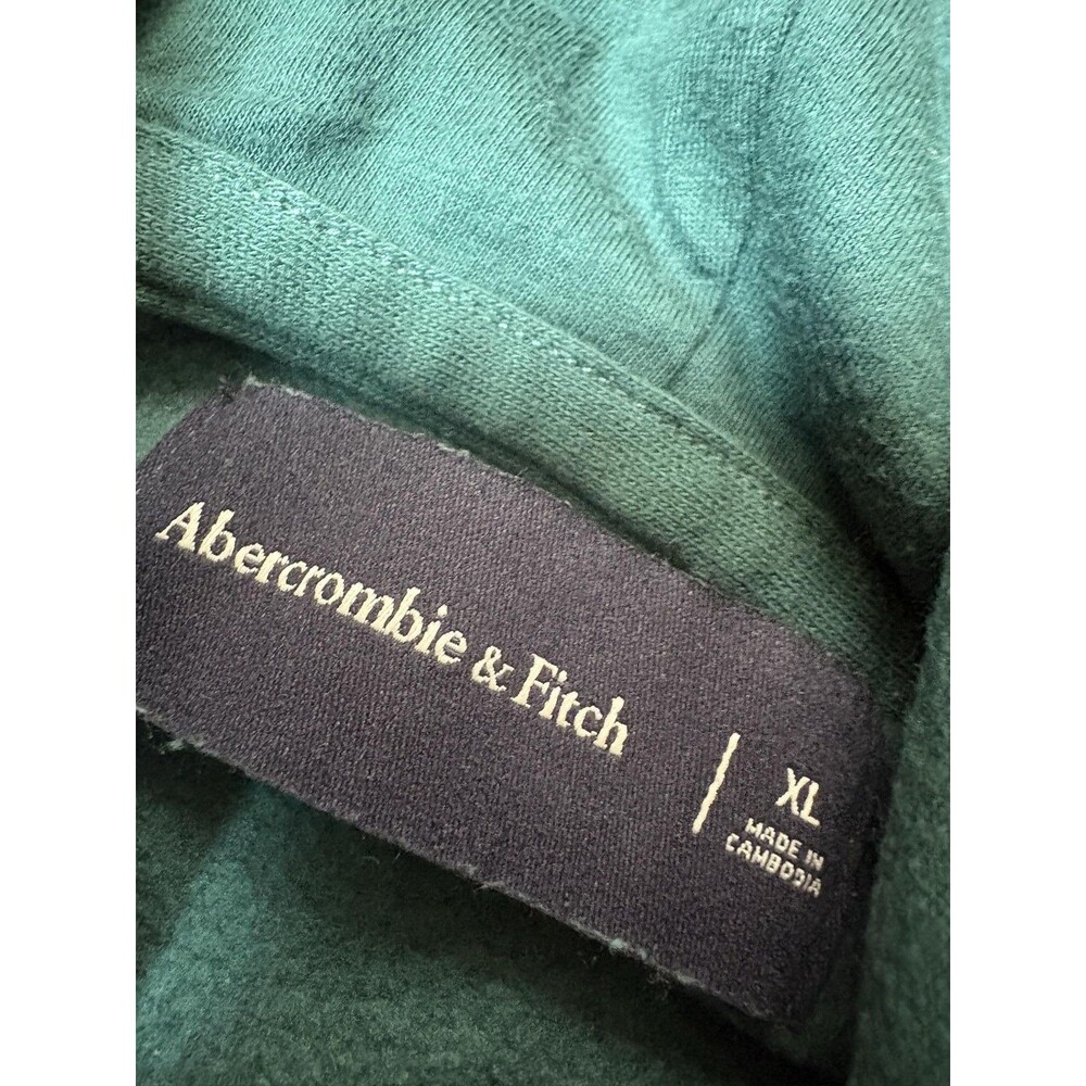 Abercrombie & Fitch Hoodie Mens XL Green Fleece Pullover Kangaroo Pocket Logo - Picture 5 of 6